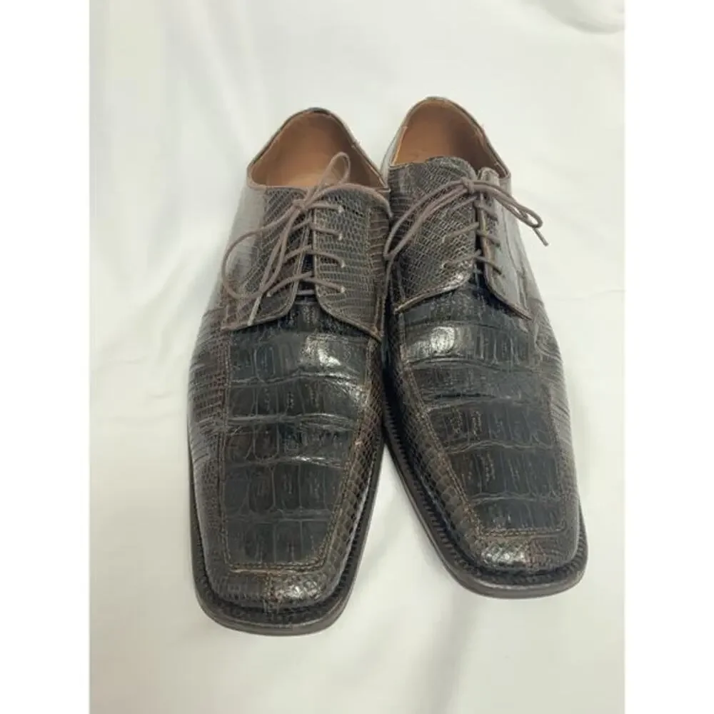 David Eden Alligator Leather Hand‎ Made Brown Oxford Dress Shoe Men’s Size 12
